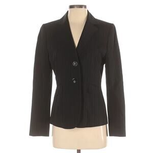 Tahari ASL Blazer Black Pinstripe Sz 4 Career Suit Jacket Two Button Long Sleeve